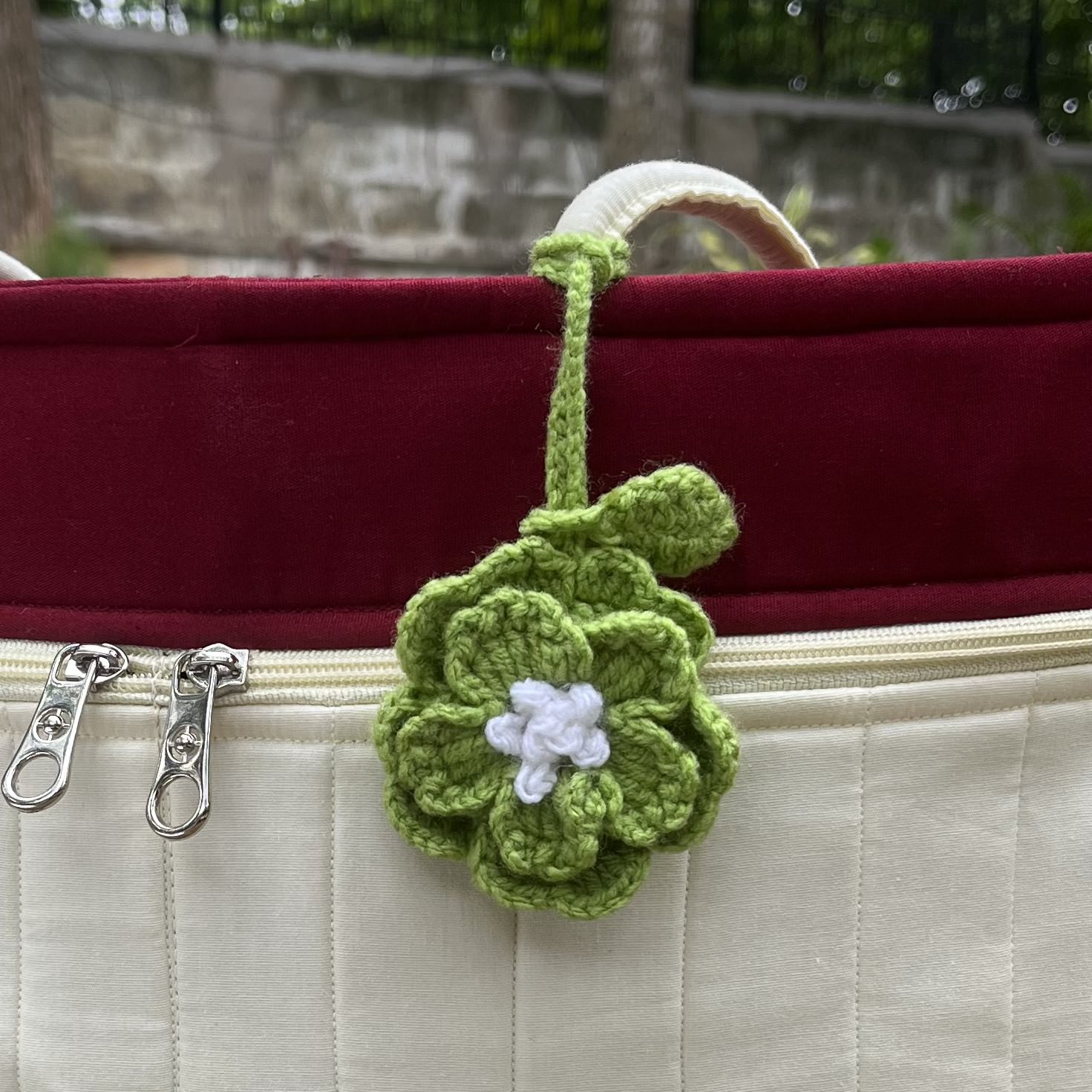 Crochet Peony Flower Bag Charm