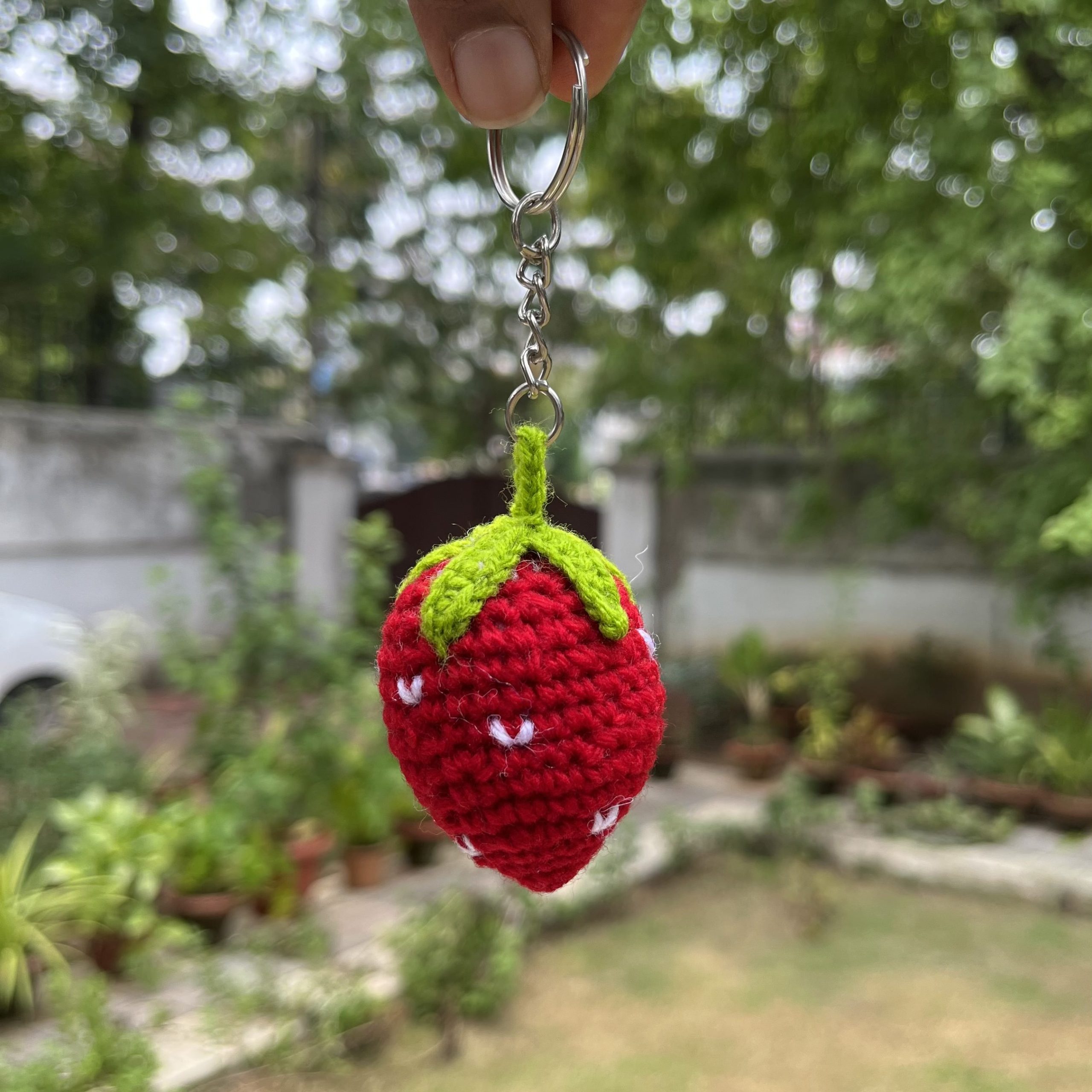 Crochet Strawberry keychain