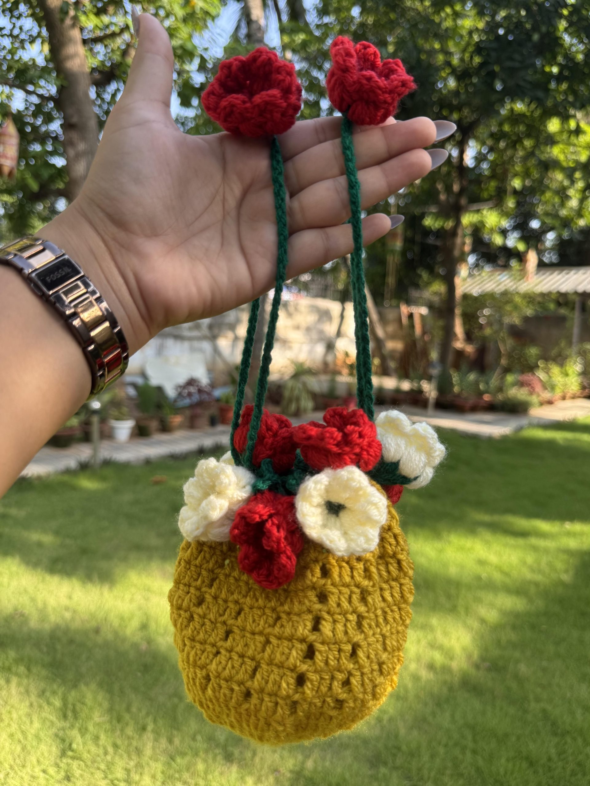 Crochet Flower Potli Bag